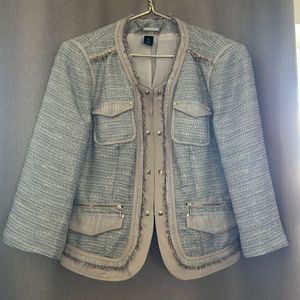 White House Black Market Illuminant Tweed Jacket Iridescent Gold SZ12